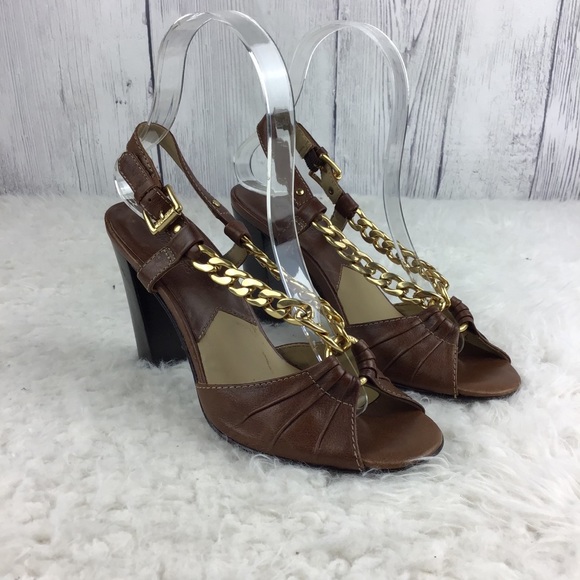 Michael Kors Shoes - Michael Kors Leather Heels Sling Back Open Toe 6